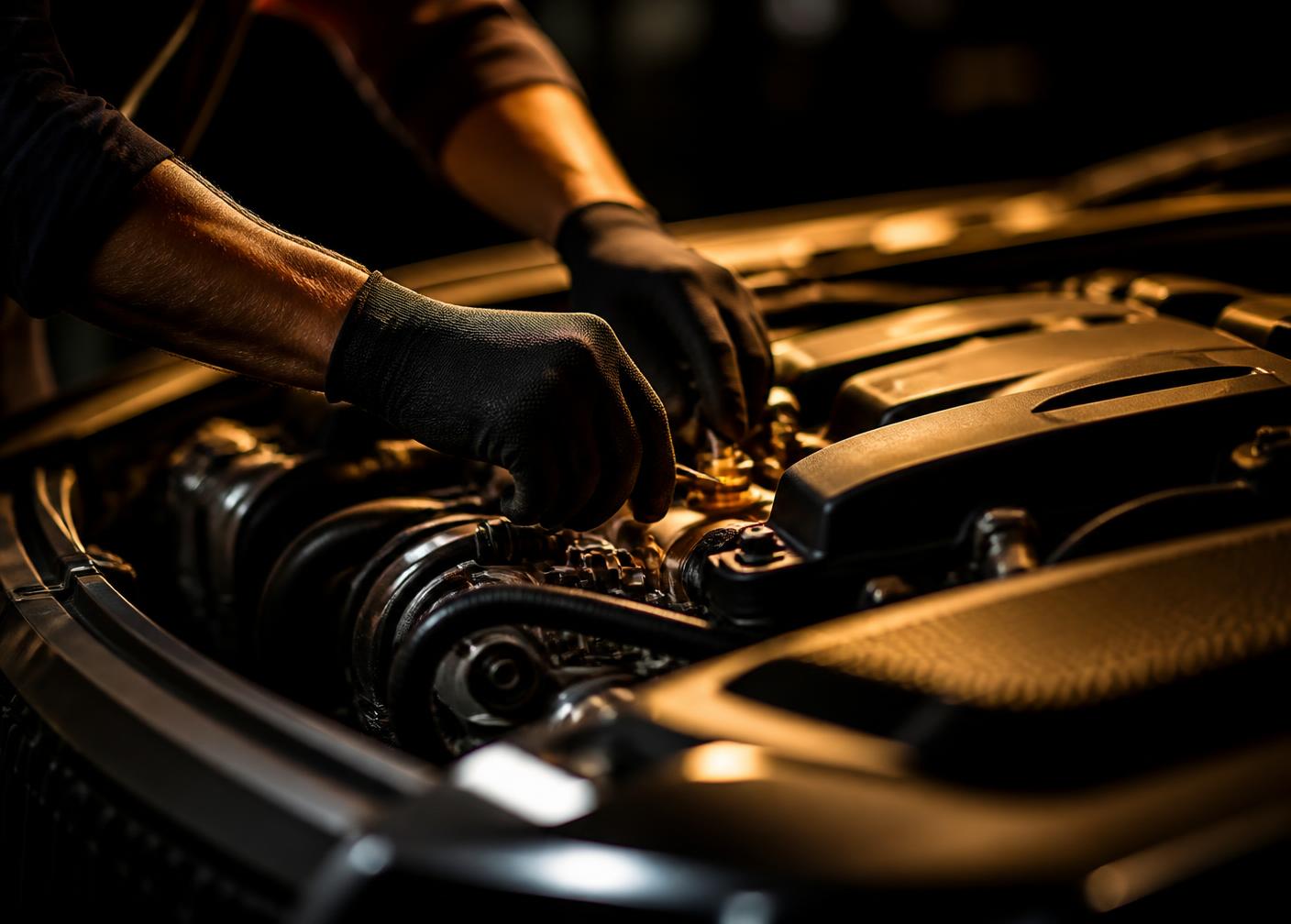 Monteur aan het werk aan een motor bij Active Cars Service